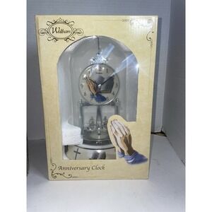 Waltham 10"Anniversary Clock Praying Hands Religious NIB Battery Not Included